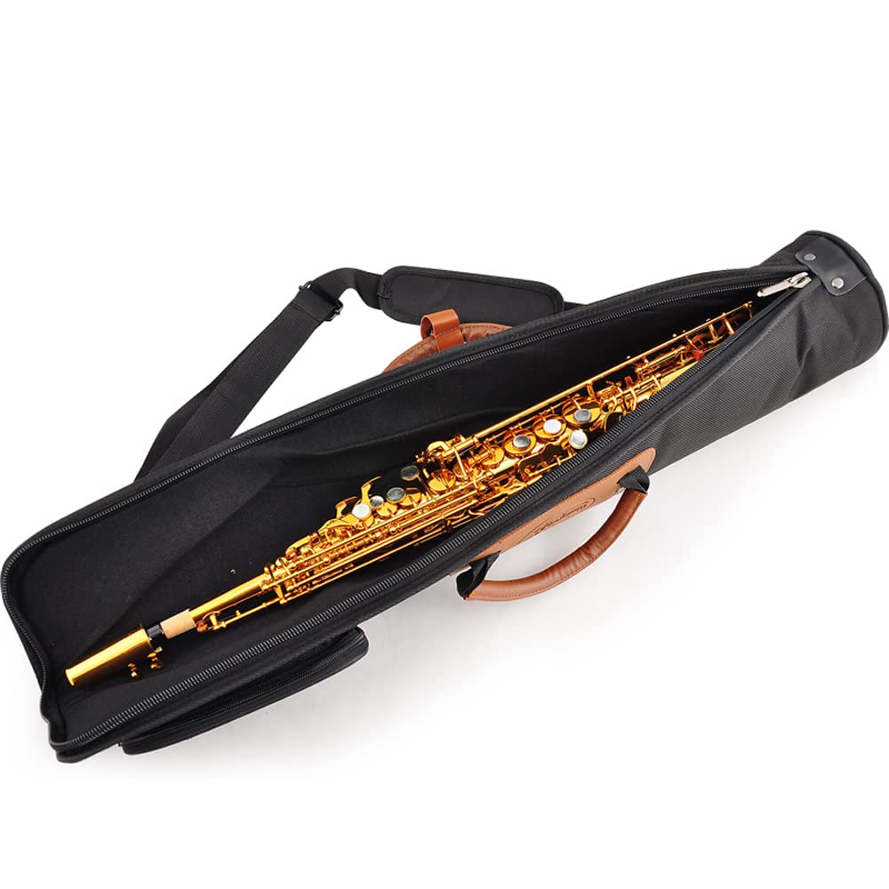 Soprano Saxophone Bag 1200D Water-resistant Oxford Cloth Adjustable Padding Straps with Pocket,15mm Cotton Padded, Clarinet Bag