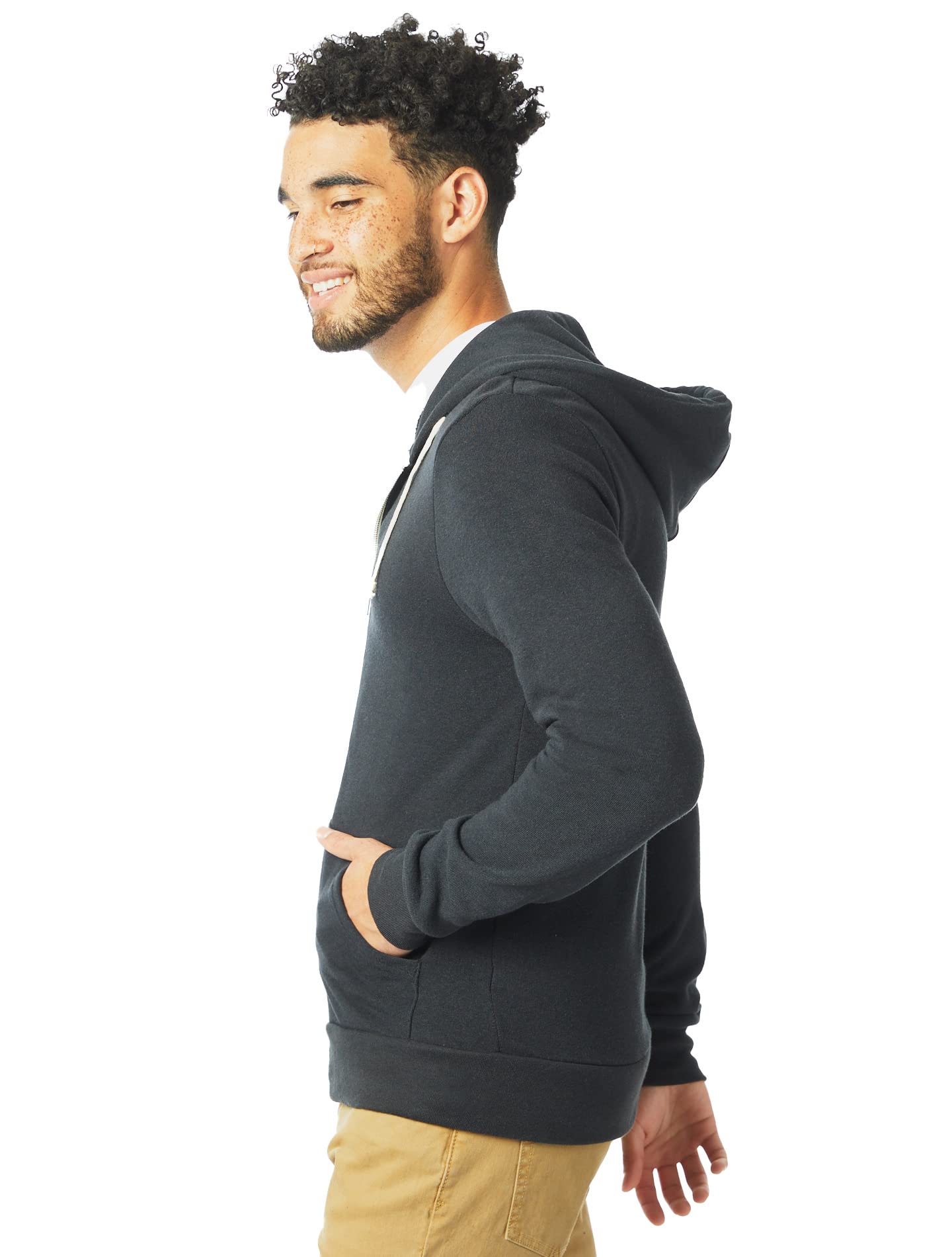 Alternative Men's Rocky Zip Hoodie Sweatshirt, Eco True Black, XX-Large