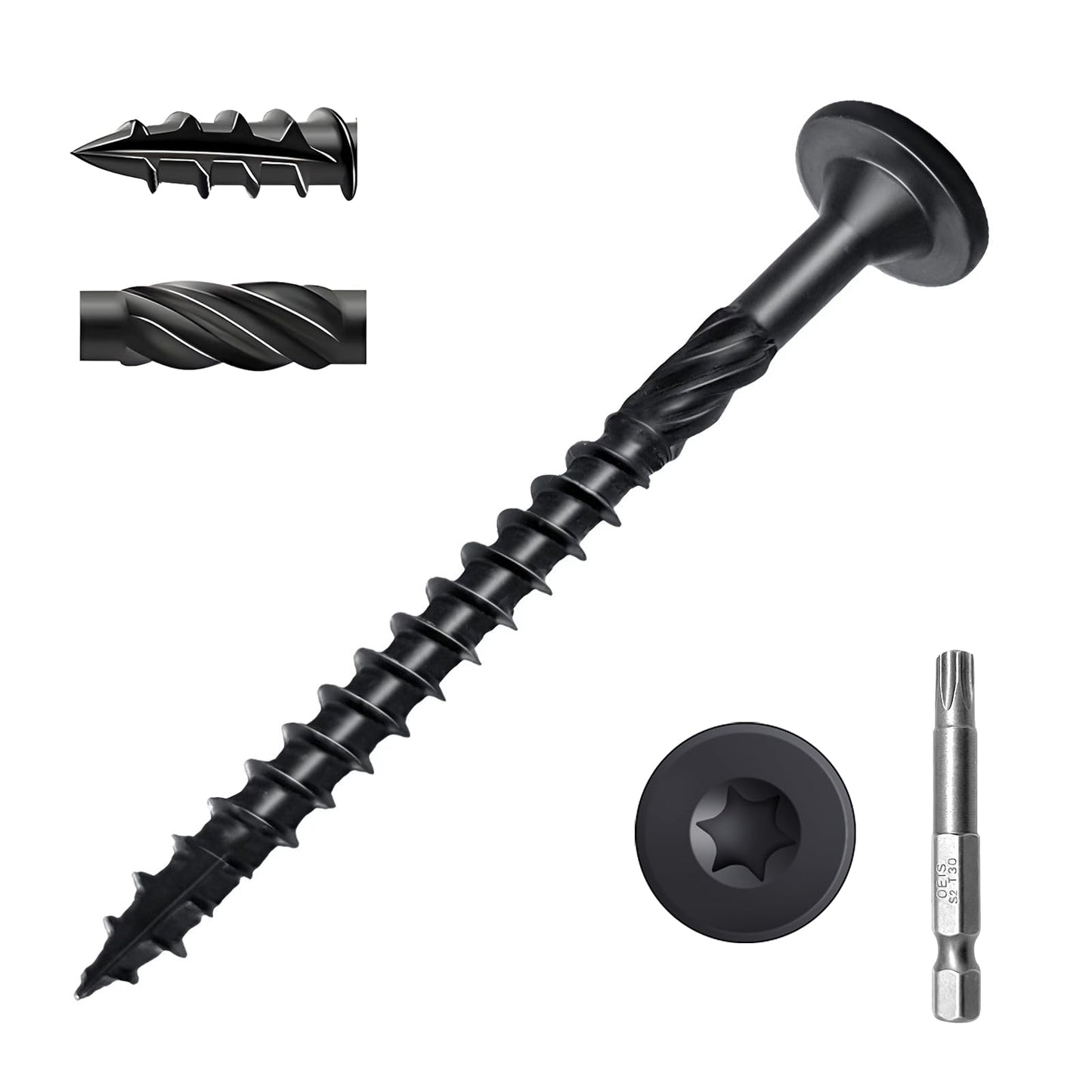 Wood Screws #14 x 8 Inch, Deck Screws 50Pcs, Heavy-Duty Outdoor Screws Assortment Fastener Kit, Rust Resistant epoxy Coated, T30 Star Bit (#14 x 8)