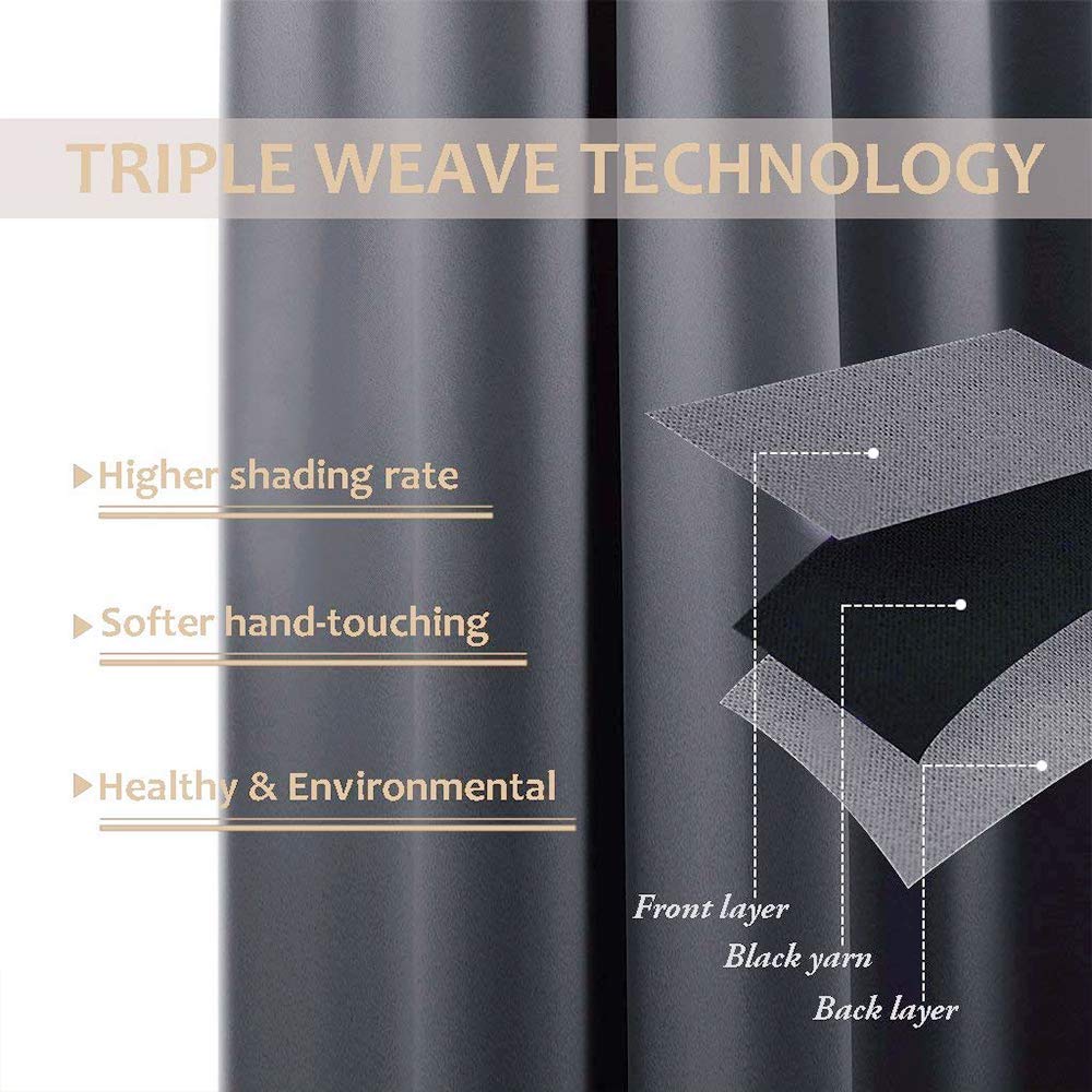 NICETOWN Outdoor Curtains Waterproof 2 Panels - Thick Thermal Insulated Sun Blocking Blackout Drapes with Grommets for Gazebo/Backyard/Yard (84 x 84 Inches, Grey)