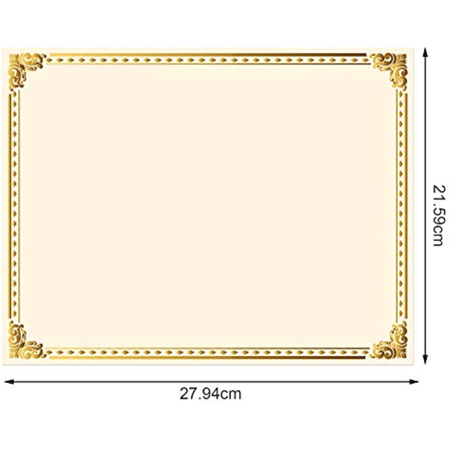 Chinco Certificate Paper Gold Foil Metallic Border Blank Award Certificate for Recognition Appreciation, Laser and Inkjet Printer Compatible, 11 x 8.5 Inches (200 Pieces)