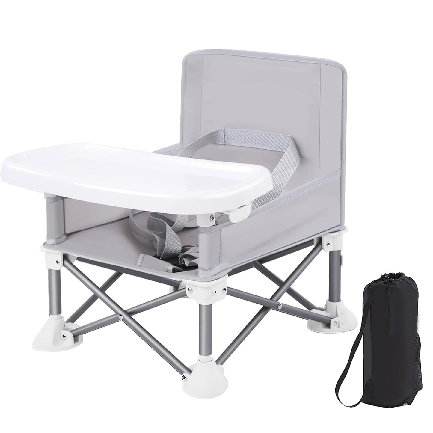 Portable Baby Booster Seat with Removable travel Compact Folding Eating Camping Beach High Chair Baby Seat Floor Seat Indoor Outdoor oddlers Kids Boys Girls (grey)