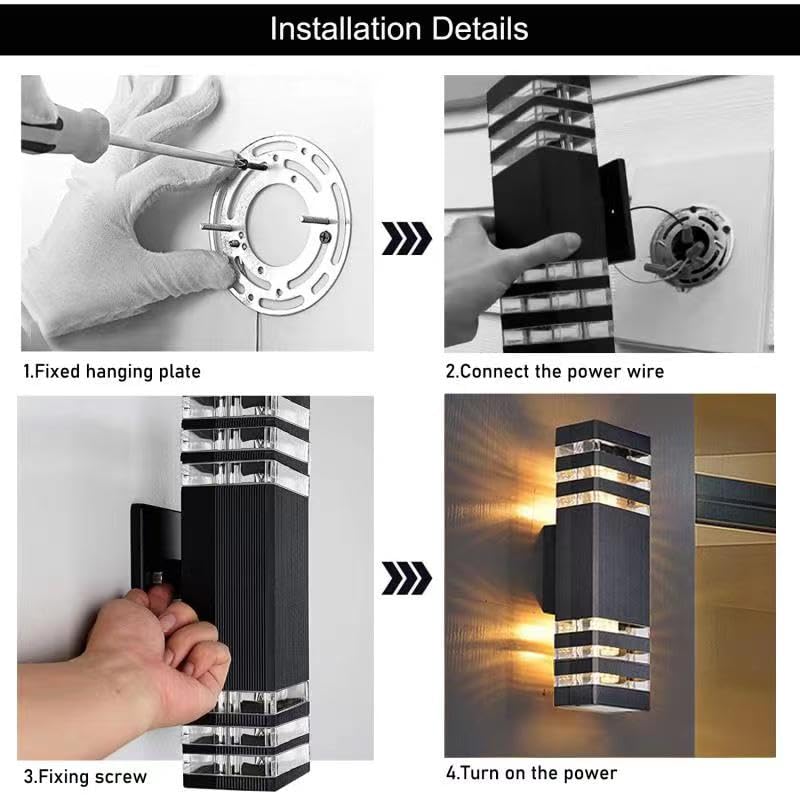 2Pack 15inch LED Square Up & Down Wall Lights,18W Outdoor Wall Light 4000K Day White Aluminum Body Waterproof IP65 LED Exterior Light Fixtures Wall Mount for House Patio Garage Garden.