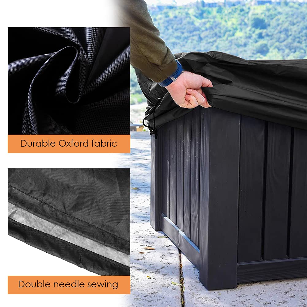 COOSOO Deck Box Cover Waterproof Heavy Duty Patio Ottoman Cover All Weather Protection Outdoor Large Deck Cover Rectangular for Keter Suncast Lifetime