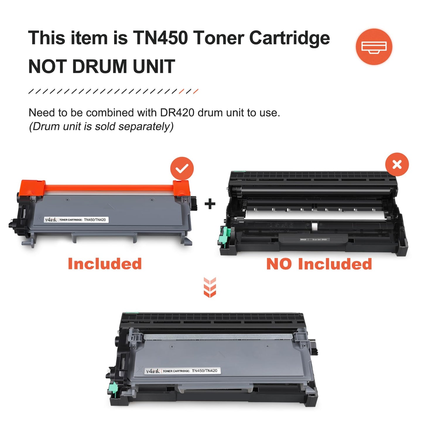 v4ink Compatible Toner Cartridge Replacement for Brother TN450 TN420 Black Toner Cartridge High Yield Use for HL-2240d HL-2270dw HL-2280dw MFC-7360n MFC-7860dw IntelliFax 2840 2940 Printer 3 Pack