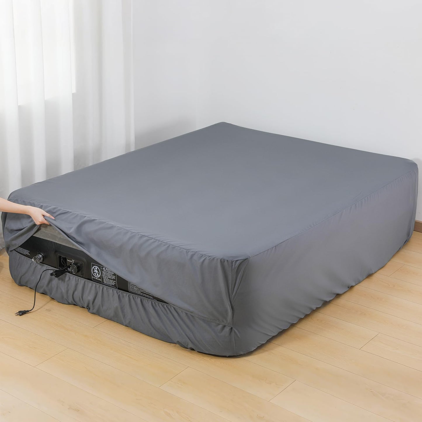 Lewondr Extra Deep Pocket Queen Sheet for Air Mattress, Queen Sheets Deep Pocket Bed Sheet with All-Round Rubber Band, Fit with 13-21 in, Bed Sheet