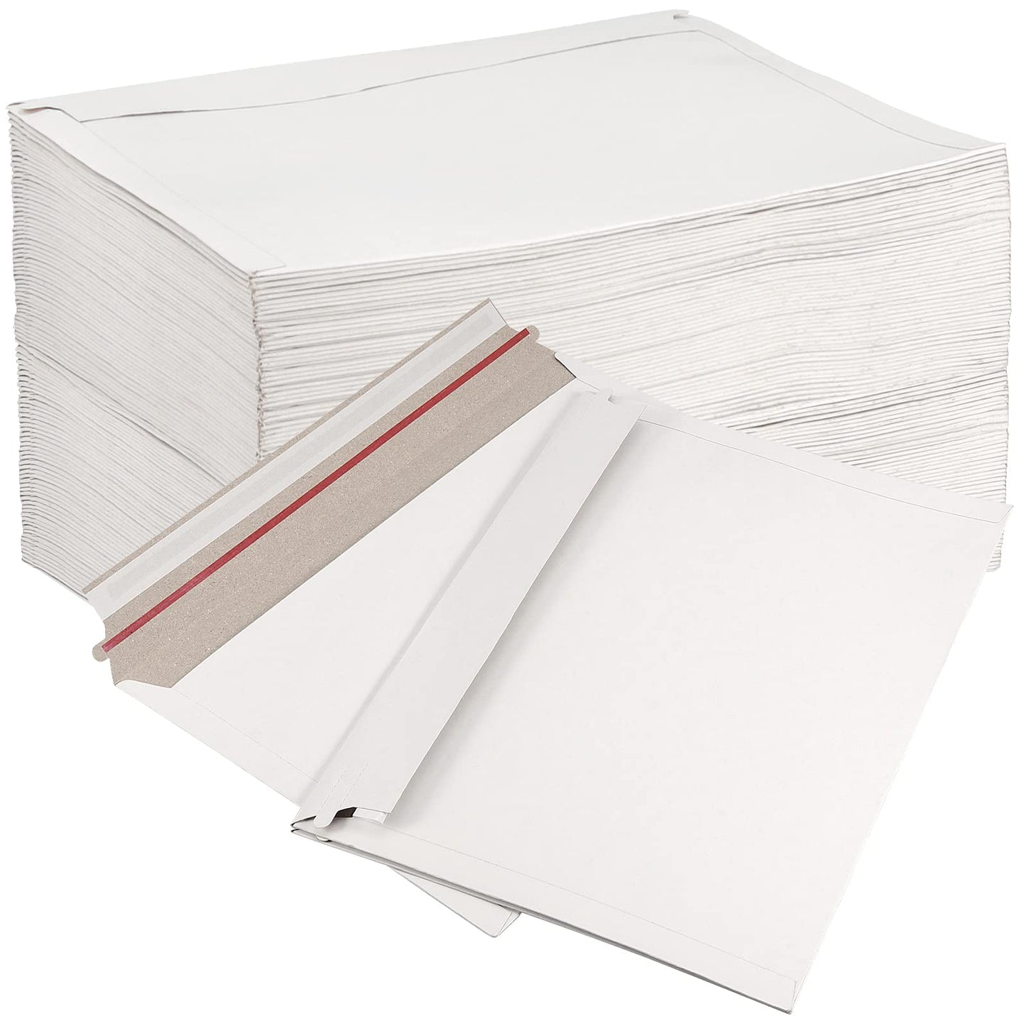 SINJEUN 100 Pack 9X 12.8 Inch Stay Flat Mailers, 250 GSM Self Seal White Cardboard Envelopes, Stay Flat Envelopes for Files, Photos, Pictures, Papers