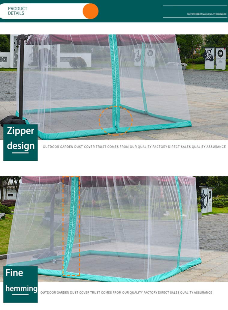 SOOSPE-MZ 10ft Patio Mosquito Netting Patio Umbrella Cover Mosquito Netting Screen,Windproof Anti-Mosquito with Zipper Portable Foldable Umbrella Mosquito Net（10'*10'*7.5'） (Black)