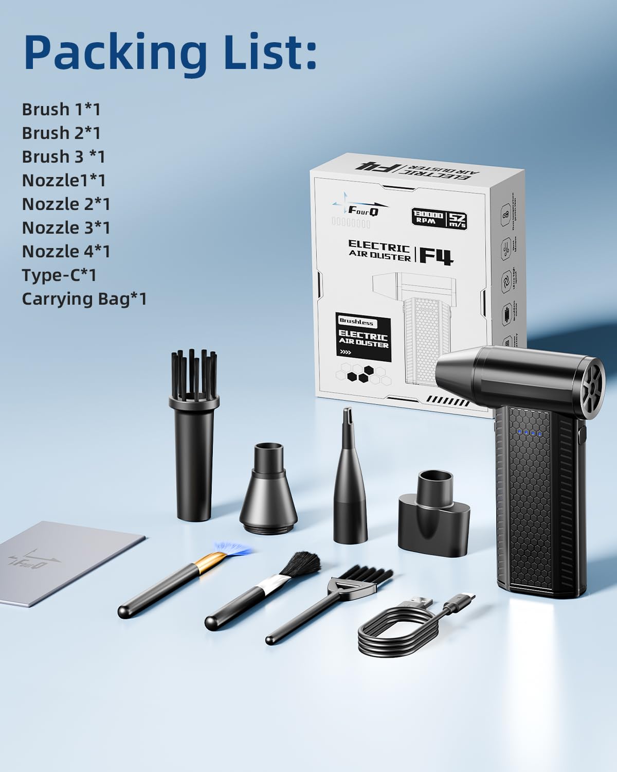 Compressed Air Duster kit-Blower-pc Duster Electric-130000RPM- Replace Compressed air can-Keyboard Clean-car Mini Snow Blowers-Car Dryer air Blower-Jet Fan-No air Canned dusters for Cleaning