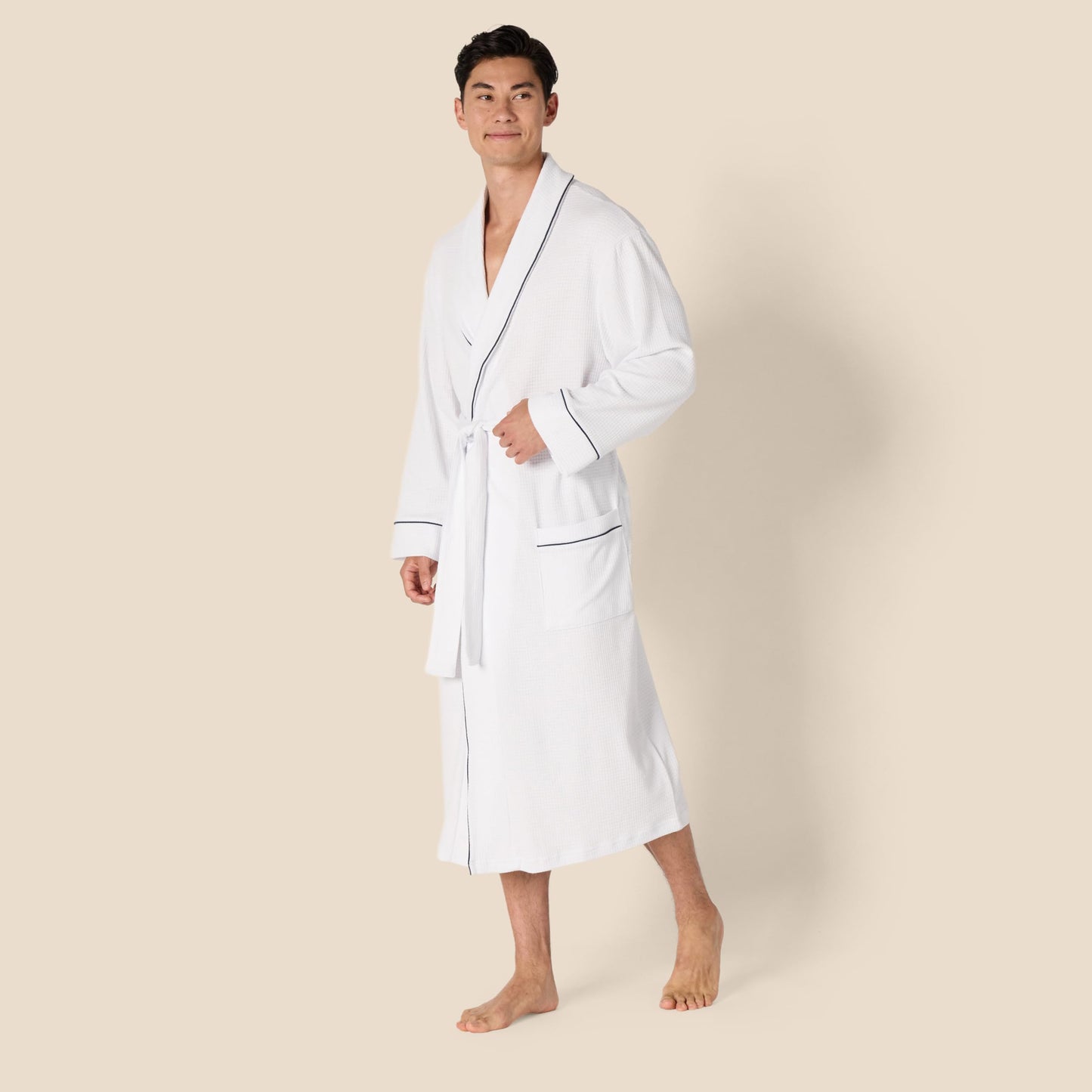 Amazon Essentials Men's Waffle Shawl Robe, -White, XL/XXL