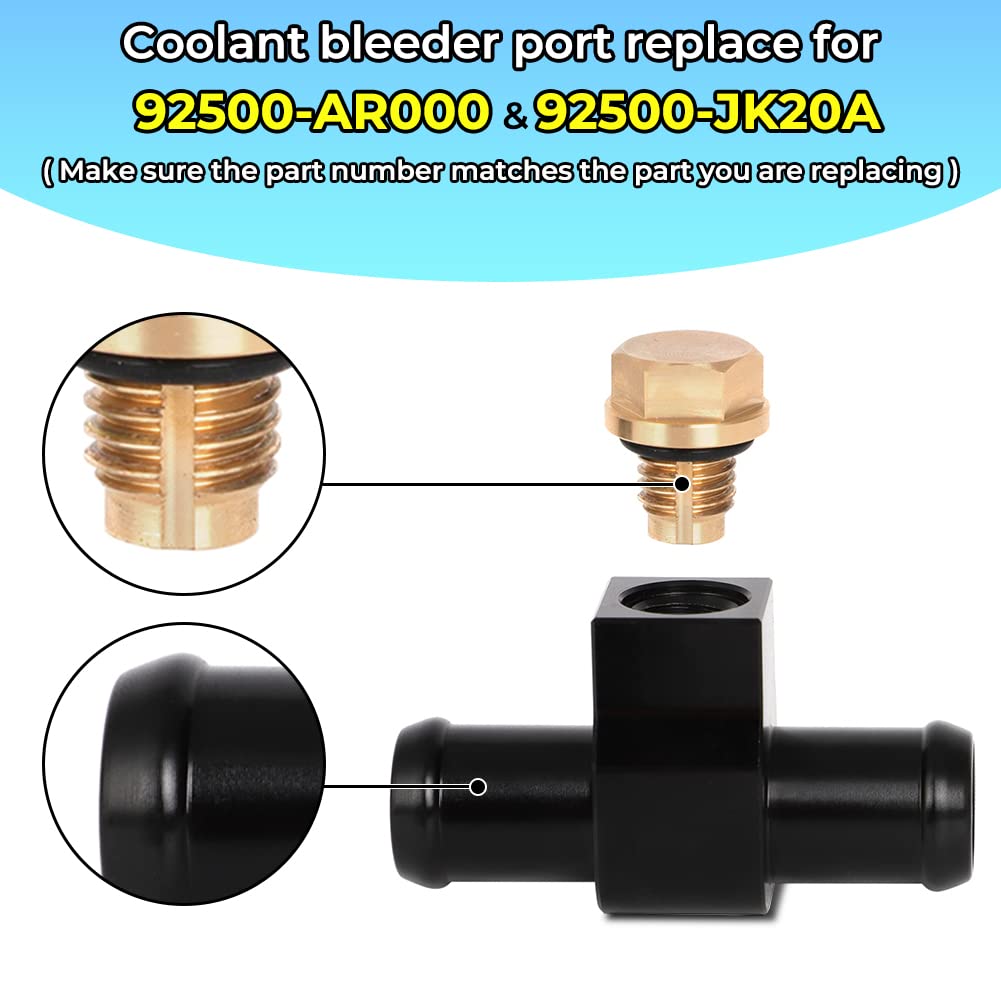MOTOQUEEN Replace for 92500-AR000 & 92500-JK20A Heather Hose Connector Fits for Nissan Z33 350z Z34 370z Infiniti G35 G37 Coolant Bleeder Port with 2PCS Clamps
