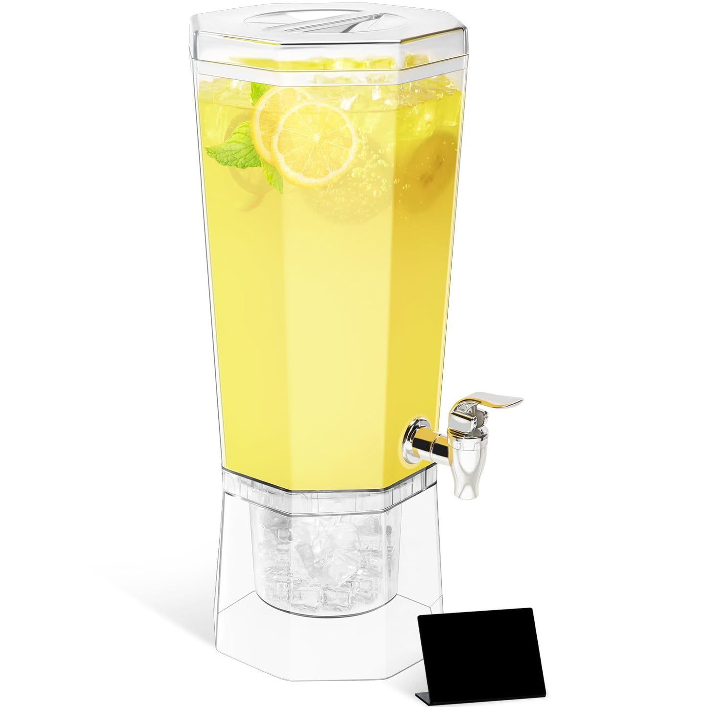 Lifewit 1.6 Gallon Plastic Drink Dispenser for Parties, 6L Clear Beverage Container with Stand for Juice/Tea/Soda, Large Ice Lemonade Dispenser with Spigot, BPA Free Water Pitcher for Fridge