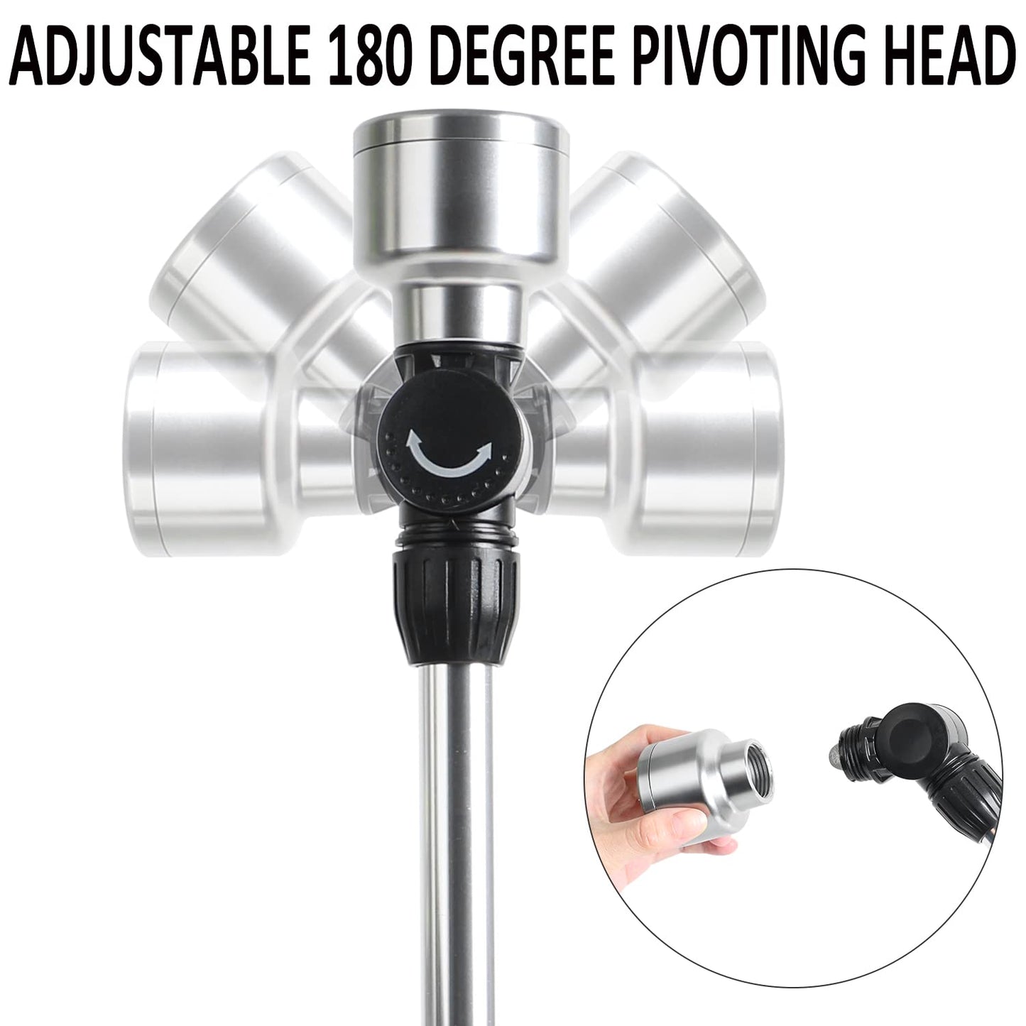 STYDDI Soft Rain Watering Wand with Pivoting Head and Thumb Control, 18 Inches Gentle Classic Raining Wand with Stainless Head, Perfect for Hanging Baskets, Planters, Greenhouses and Seedbed