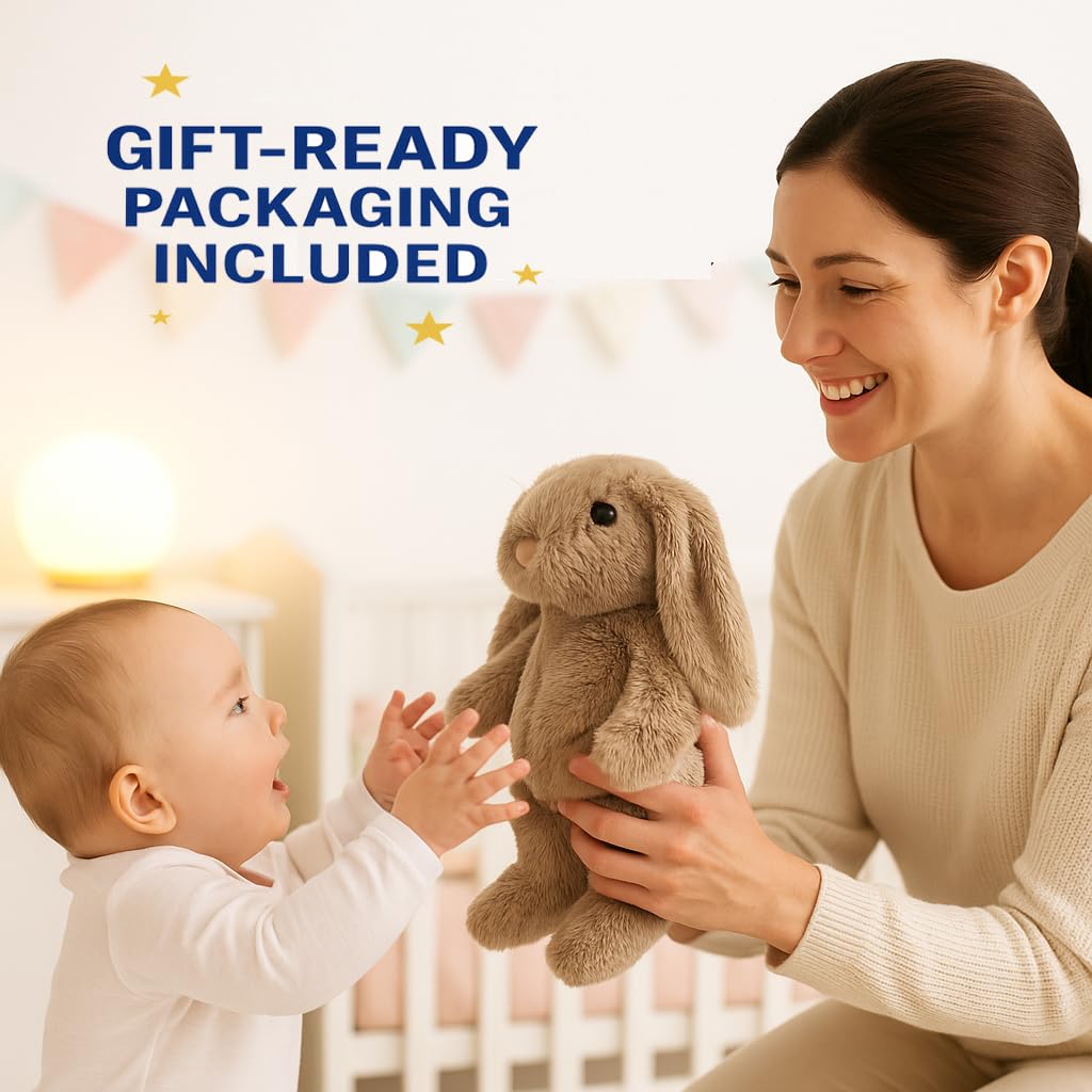 Chirpy Chums Bedtime Bunny Soother – Cry-Activated Plush Sleep Aid with Heartbeat, White Noise, Lullabies & Gentle Red Nightlight – Calming Sound Toy for Newborns & Babies (Non-Rechargeable)