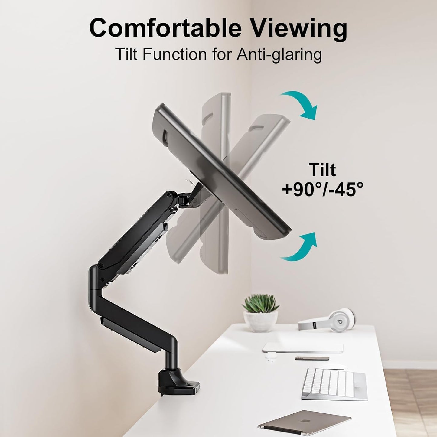 MOUNT PRO Single Monitor Mount for 22-43 inch Ultrawide Computer Screen, Premium Aluminum Heavy Duty Monitor Arm Desk Mount Holds 6.6lbs to 33lbs, Spring Full Motion Monitor Stand, VESA Mount