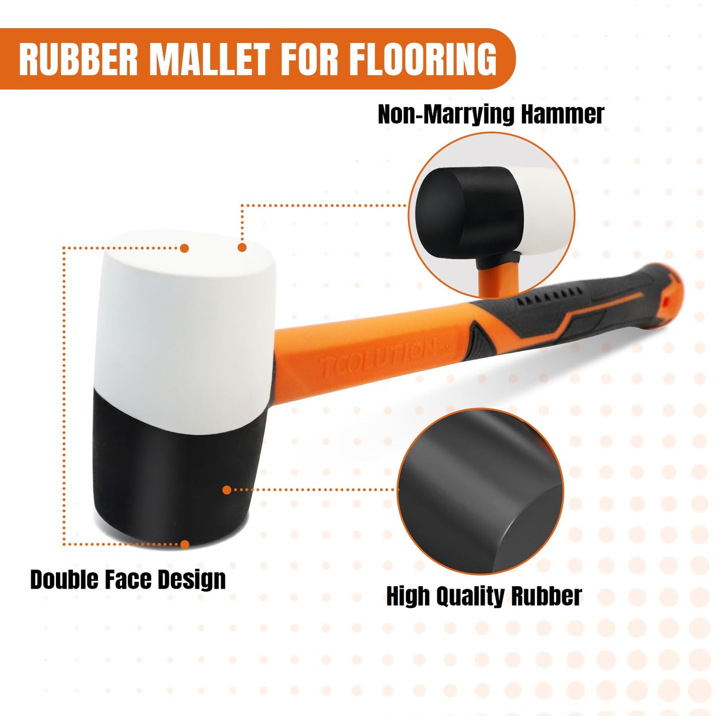 TOOLUTION 4 Piece Rubber Mallet Set - Soft Mallet for Flooring Woodworking - Non-marring Rubber Hammer with Fiberglass Handle