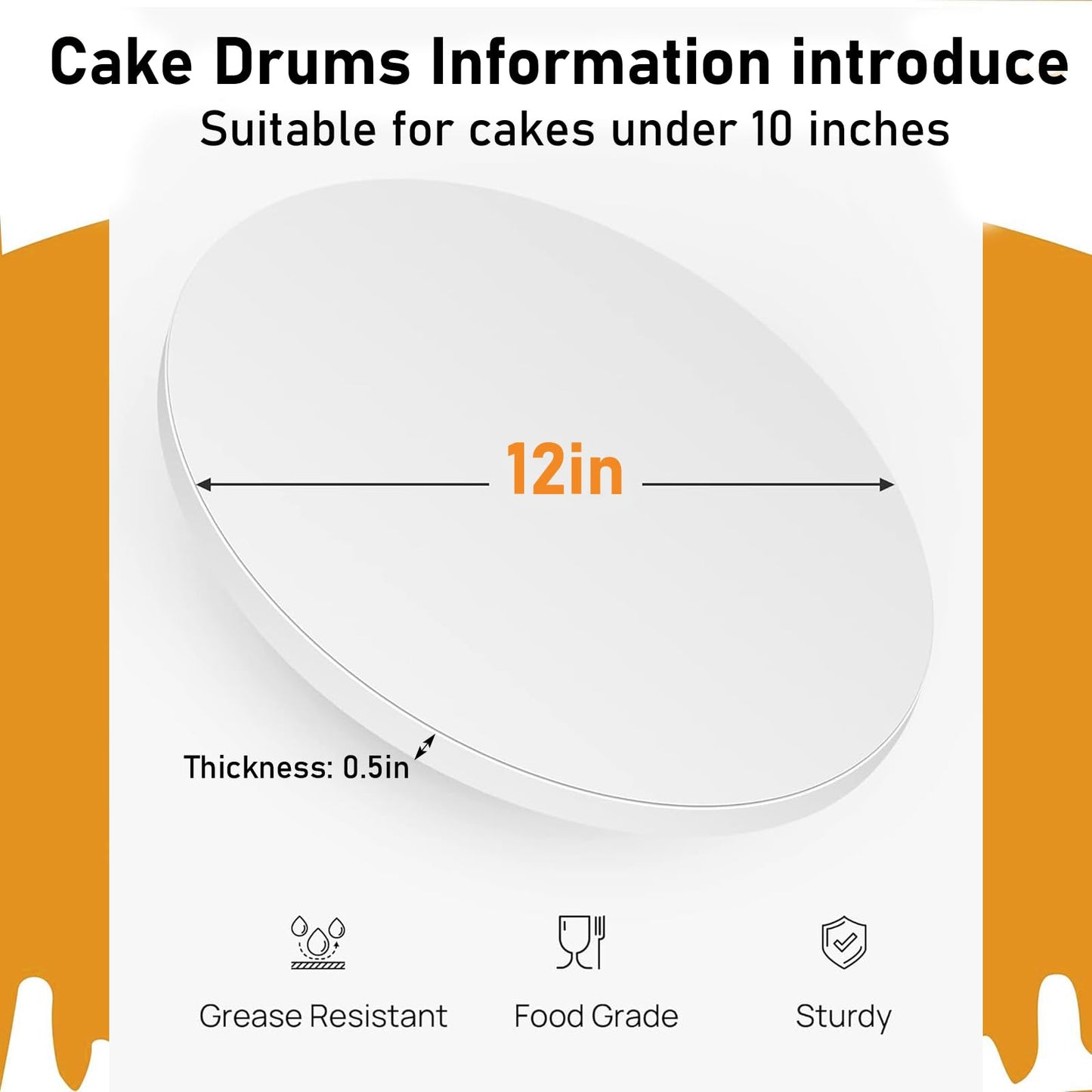 14 PCS Cake Drums 12 Inch, Cake Boards 12 Inch, 12 Inch Cake Drum, Cake Boards 12 Inch Round, Cake Drum 12 Inch Round, 1/2" Thick Cardboard, Sturdy Cake Base, Food Grade Cake Rounds, Base para Pastel
