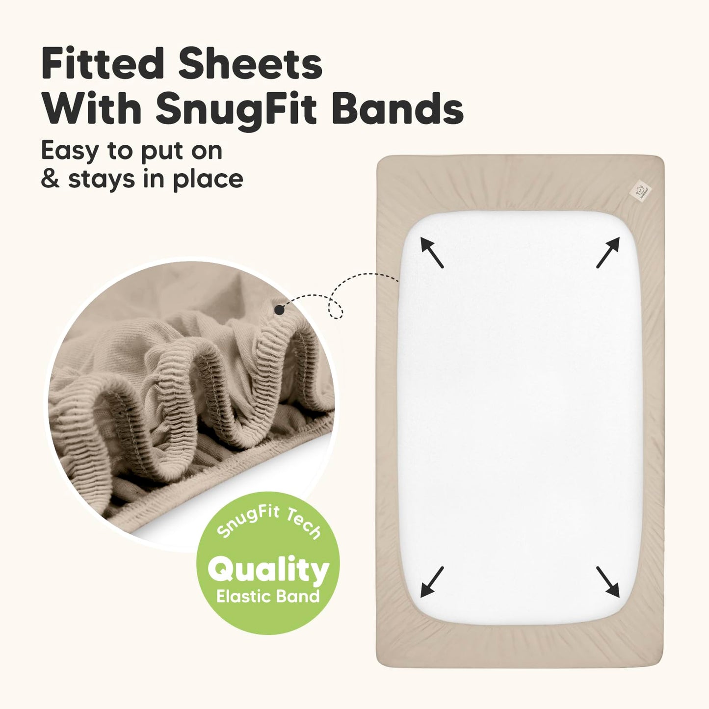 2-Pack Waterproof Baby Crib Sheets for Boys, Girls - Viscose Derived from Bamboo Toddler Bed Sheet Neutral, Fitted Crib Mattress Protector Cover for Baby Bedding, Soft & Gentle (Ecru)