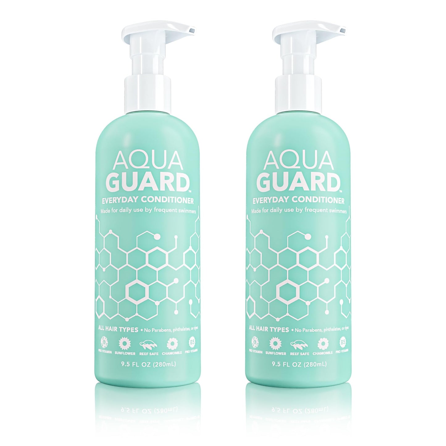 AQUA GUARD Everyday Conditioner for Pool Moms and Swimmers - Smoothes, Softens & Protects Hair - Paraben and Gluten Free, Vegan, Color Safe, Leaping Bunny Certified (2 Bottles)