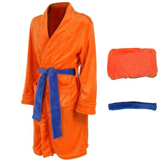 Puppyhao Anime Robe Mens Dragon Anime Bathrobe Pajamas Orange Onesie Soft Cosplay Costume Perfect Gifts for Men