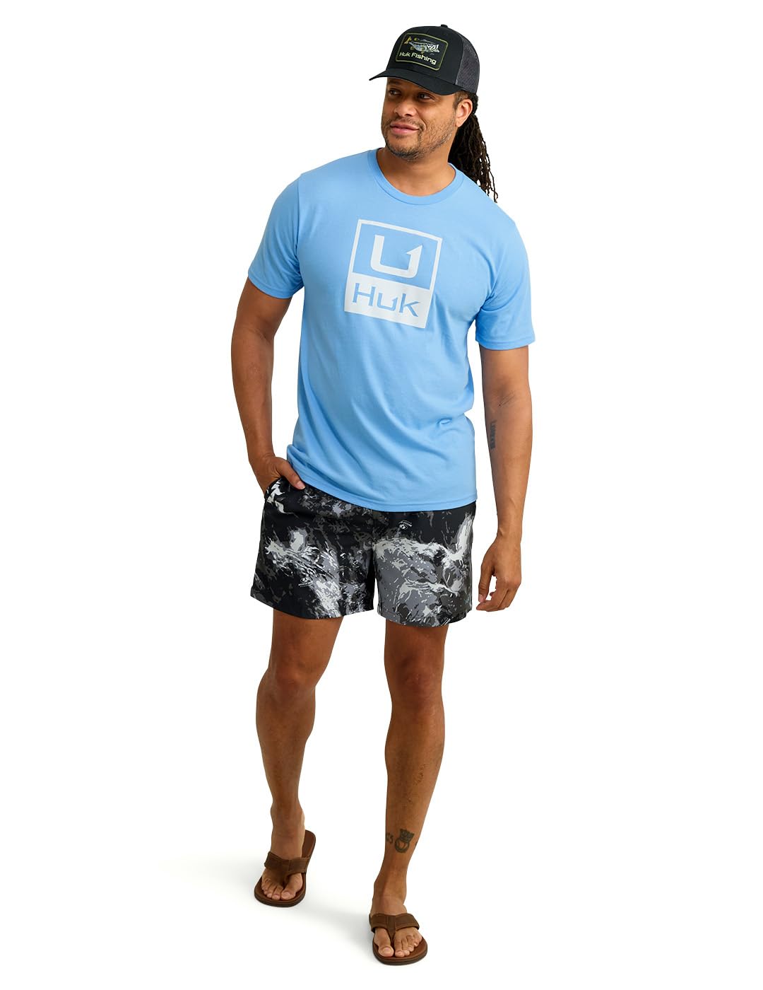 HUK Men's Standard Short Sleeve Performance Tee, Fishing T-Shirt, Marolina Blue