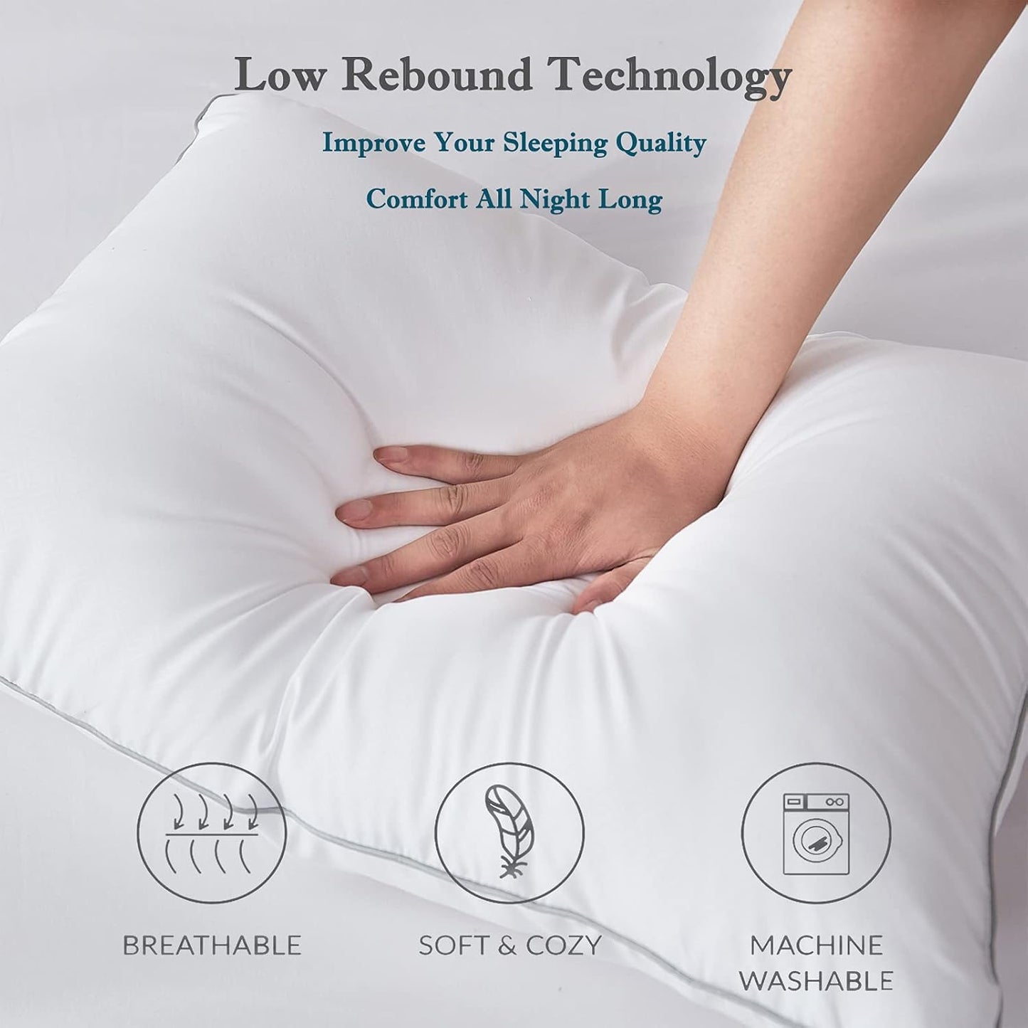 Wamsound Bed Pillows for Sleeping 4 Pack Standard Size - Luxury Quality Hotel Collection Pillows with Premium Plush Fiber - Soft Gel Pillows for Stomach Back & Side Sleepers