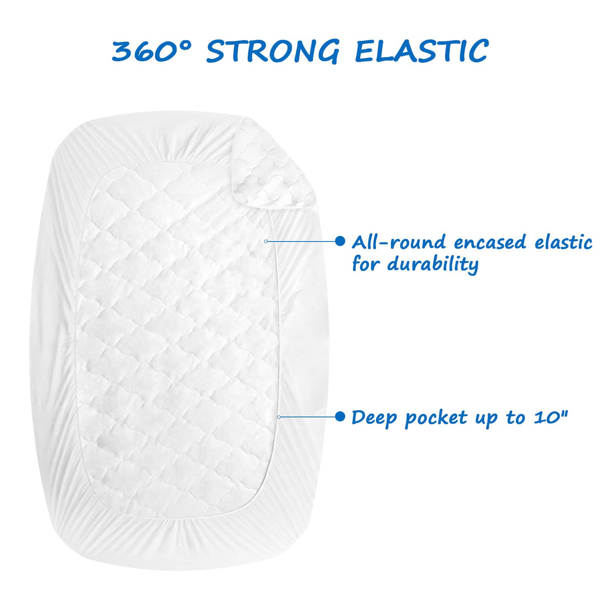 Cot Mattress Pad Waterproof, Quilted Cot Size Mattress Pads Protector Cover 30" X 75" Fitted for Narrow Twin/Camp Bunk/Rvs Bunk/Guest Beds, Soft Breathable Microfiber Topper, White (Cover Only)