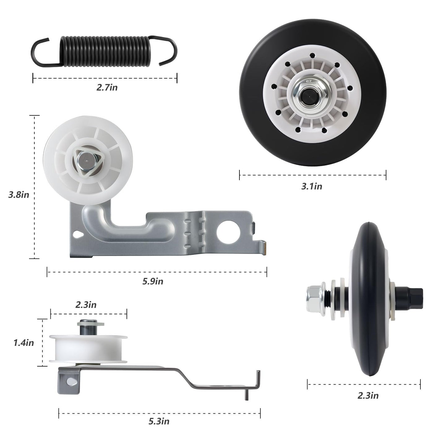 For LG Dryer Roller Kit, 4581EL2002L for Lg Dryer Drum Roller Kit, Includes 4581EL2002C Drum Rollers, 4561EL3002A Idler Pulley, 4400EL2001A Belt for Kenmore Elite & LG Dryer Parts Replacement