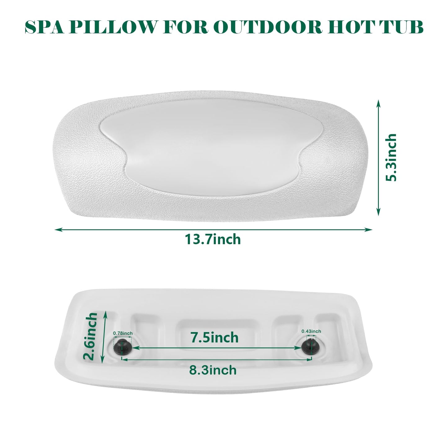 72597 Hot Tub Head Rest Pillows, Cool Grey Hot Tub Pillows, Hot Spring Spas Replacement Spa Pillow 2002-2007, Hot Tub Neck Pillow Replacement for Highlife Series Spas (1997-2007) - 2 Pack