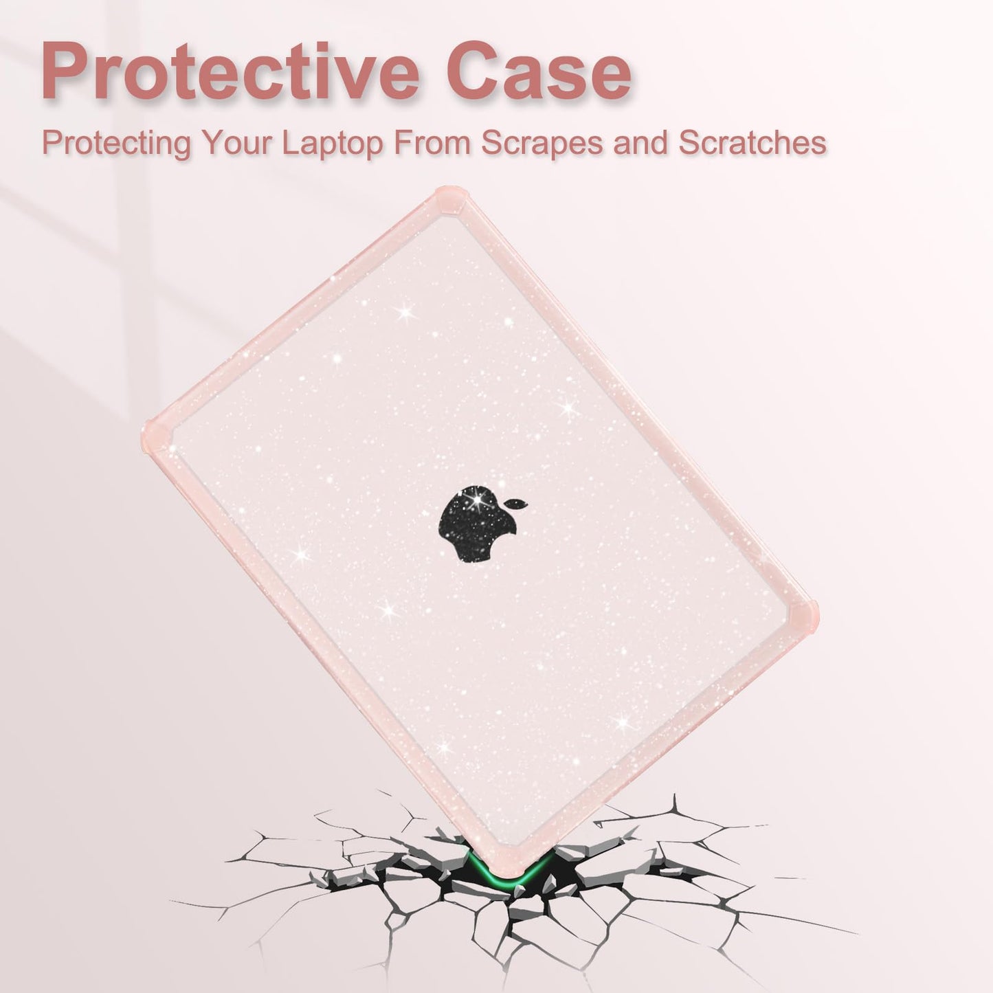 MOSISO Compatible with MacBook Pro 14 inch Case 2026-2021 M5 M4 M3 M2 M1 A3427 A3426 A3434 A3112 A3185 A3401 A2918 A2992 A2779 A2442, 2 in 1 Kit Heavy Duty Glitter Shell with TPU Bumper, Pink