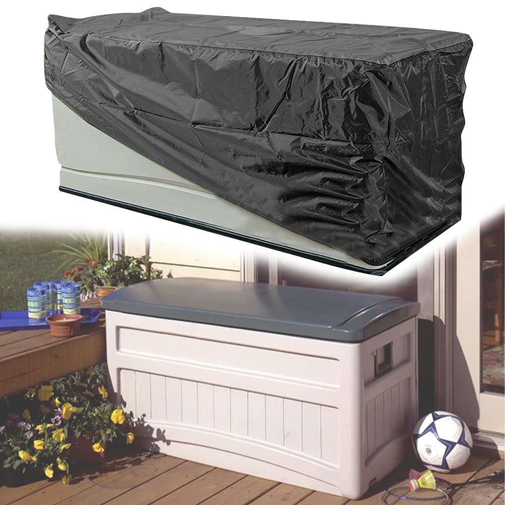 COOSOO Deck Box Cover Waterproof Heavy Duty Patio Ottoman Cover All Weather Protection Outdoor Large Deck Cover Rectangular for Keter Suncast Lifetime