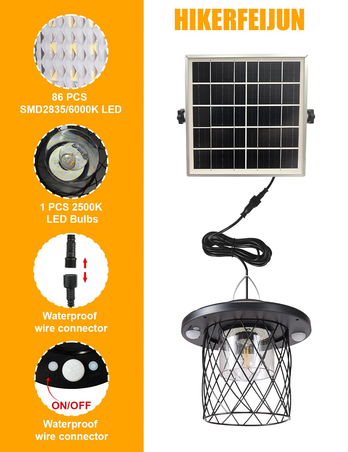 Solar Pendant Lights Outdoor,Motion Sensor Lights, IP65 Waterproof, Switchable 5 Lighting Modes.Remote Control and Solar Powered Suitable for Solar Gazebo Lights and Solar shed Light with Switch