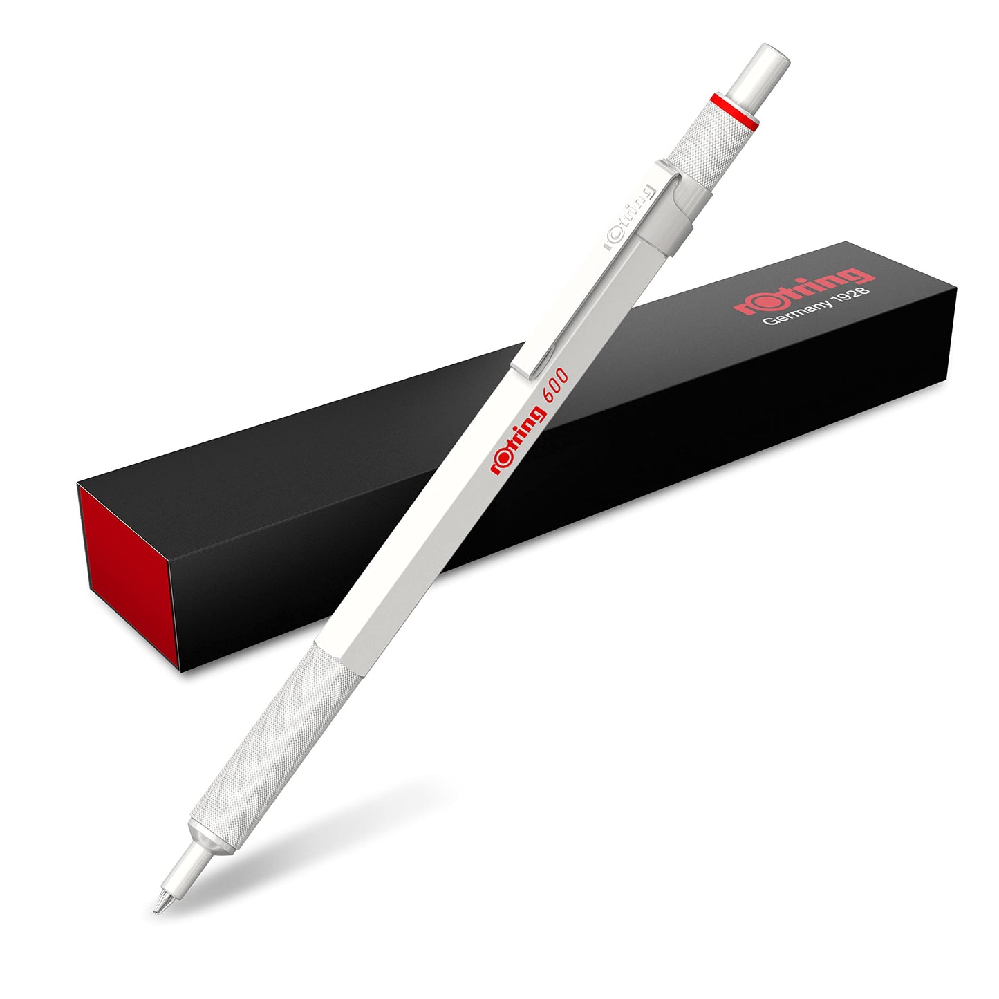 Rotring 600 Metallic Ballpoint Pen Medium Point Black Ink Pearl White Barrel Refillable 1 Count
