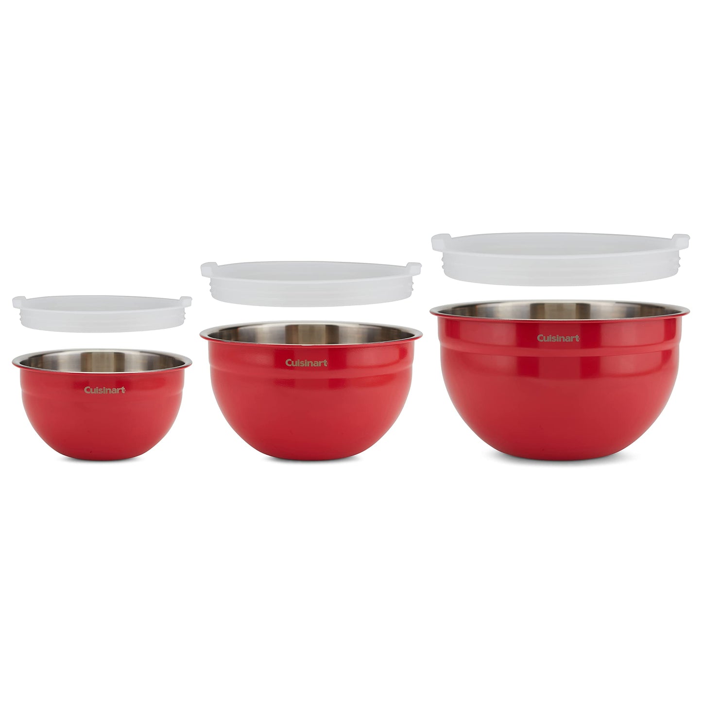 Cuisinart CTG-00-SMB stainless steel mixing bowls with lids, set of 3 pieces, red
