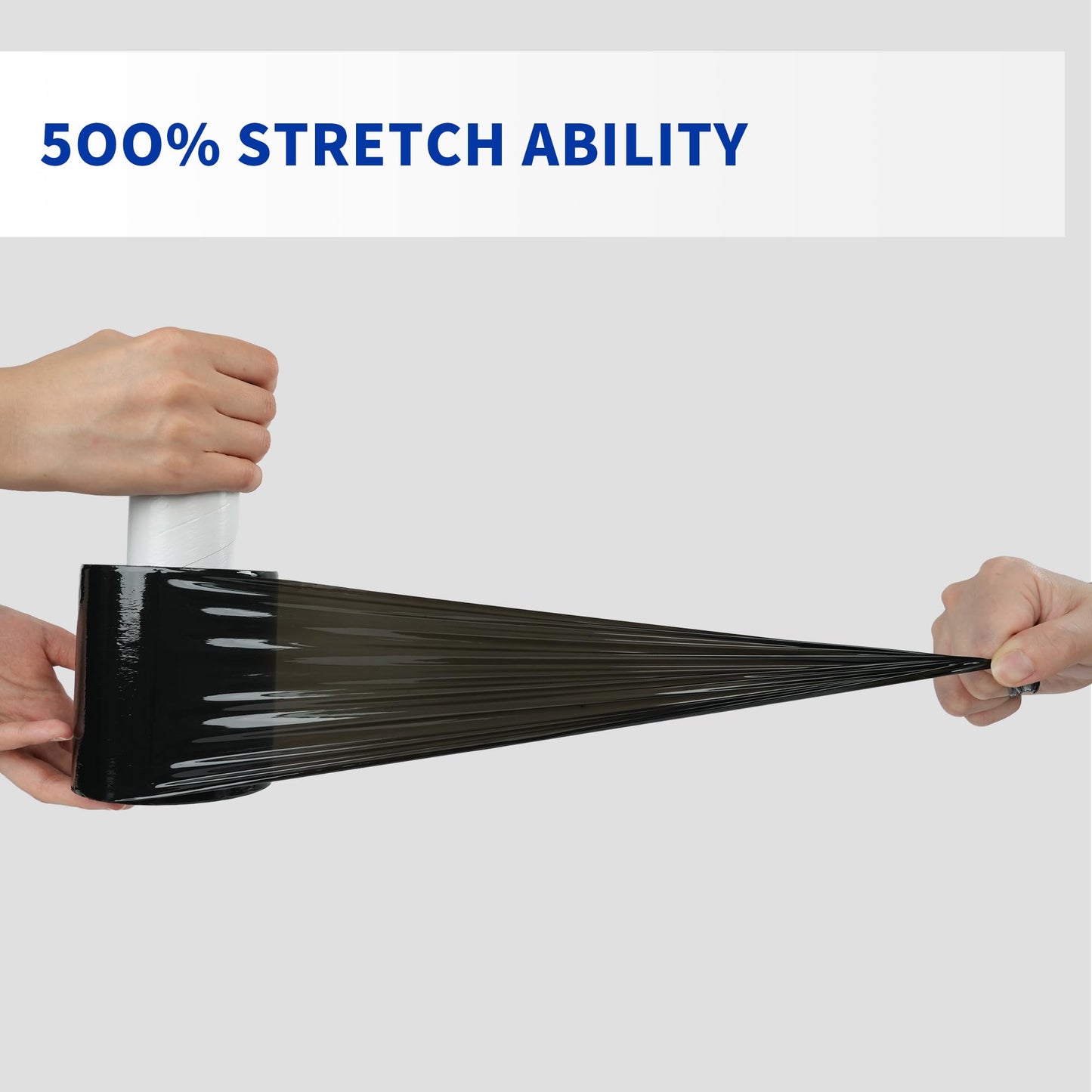 TAPEBEAR Black Stretch Wrap Film 4" x 1000Ft Shrink Wrap Roll with Handle, 60 Gauge Thick Durable Self-Adhering Plastic Wrap Industrial Strength Pallet Shrink for Moving, Packing, Storage, 4Rolls