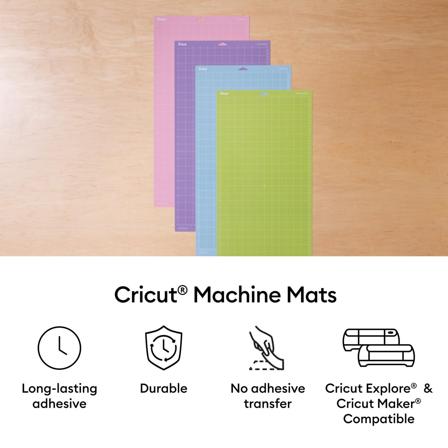 Cricut Mat Variety Pack (4 Count, 12in x 24in) - for Explore & Maker Machines - Includes 2 StandardGrip, 1 LightGrip, 1 StrongGrip