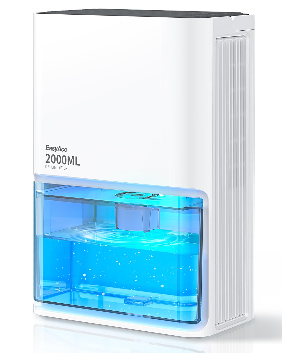 EasyAcc Small Dehumidifier for Closet, 2000ML Tank Deshumidificateur Max 500-650ML/Day-3 Modes Speeds/Ultra Quiet/Auto Defrost 7 Colour LED Light Auto Shut Off - Ideal for Closet RV Small Room