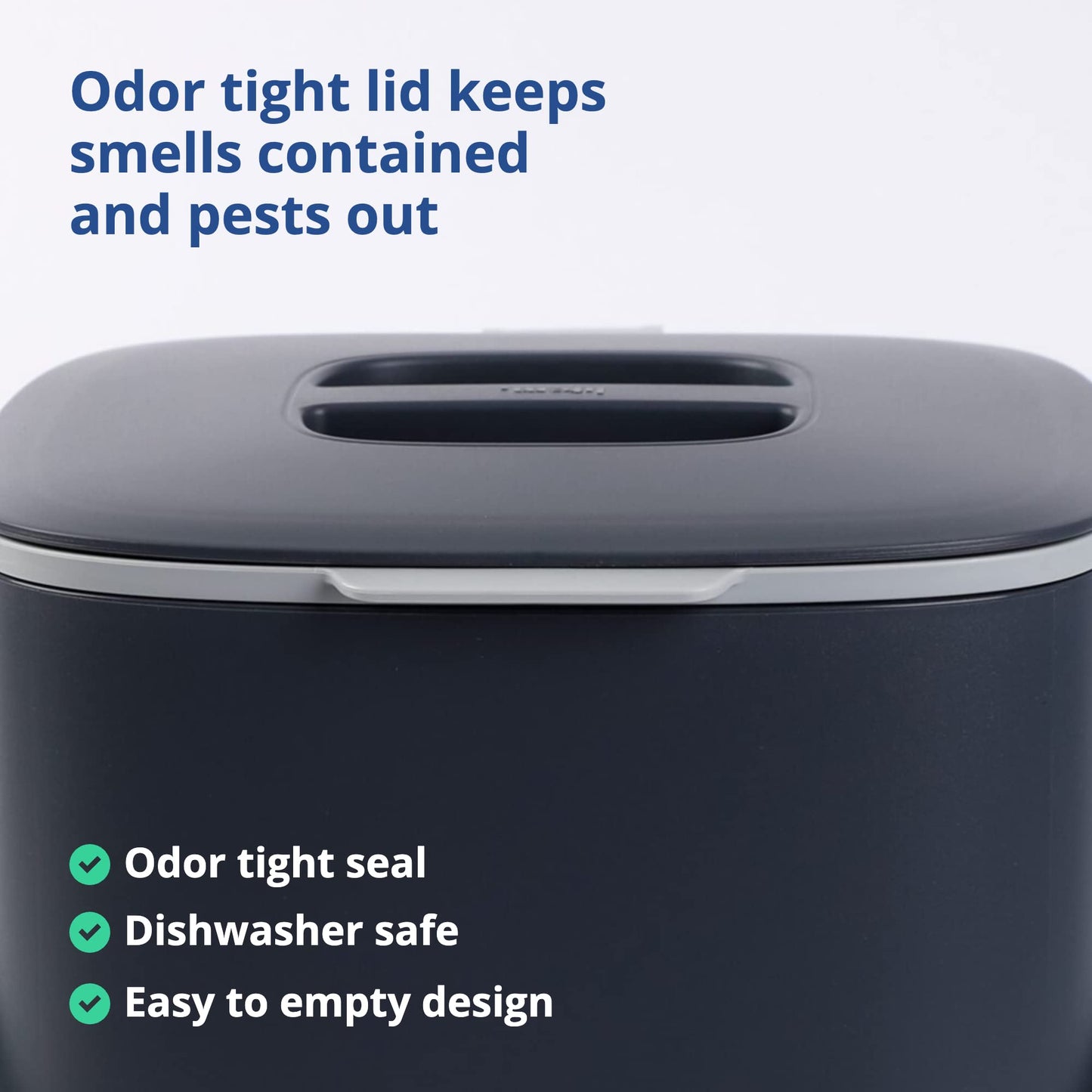Blue Ginkgo Kitchen Compost Bin – Small [2.6L / 0.69 GAL] – Filter-Free, Odor-Tight Countertop Food Waste Pail with Handles (Made in Korea, Grey)