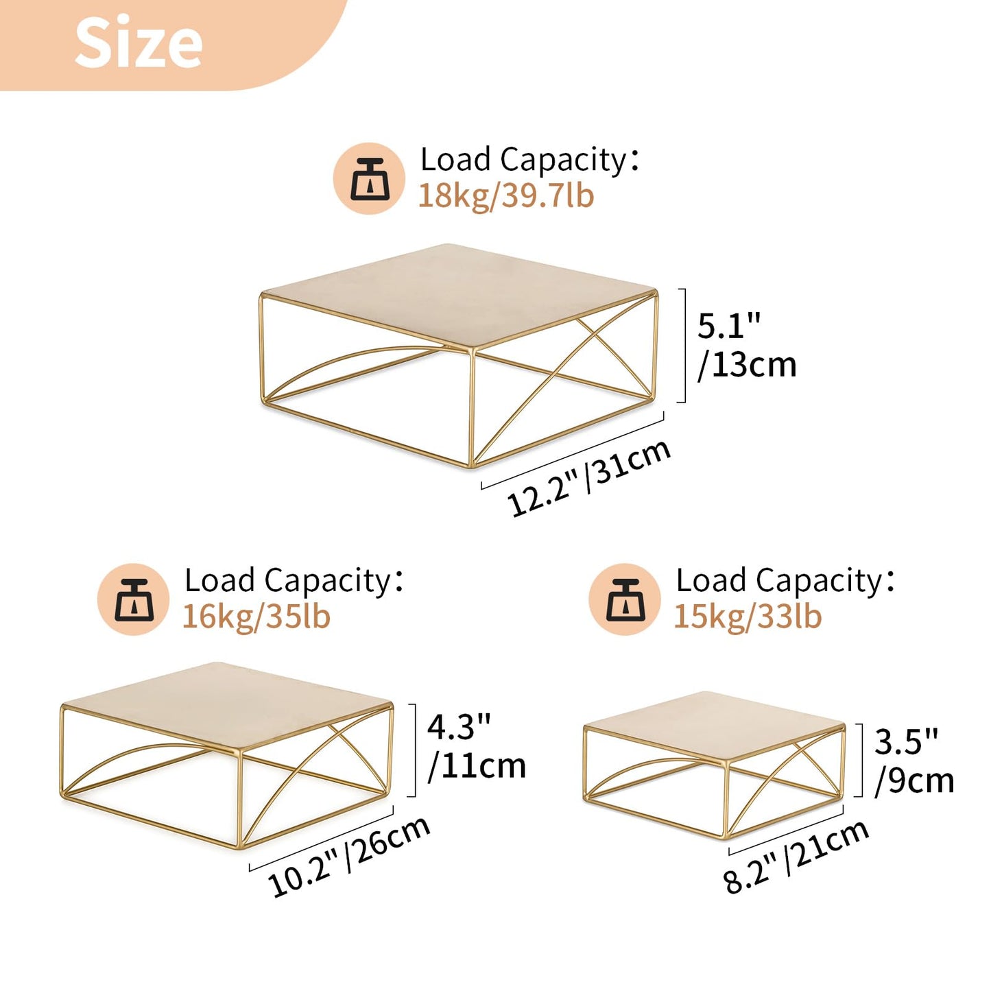 NUPTIO Cake Stand Dessert Display: Gold Cupcake Stands Set of 3 Metal Food Risers for Buffet Table Pedestal Serving Tray for Wedding Anniversary Reception Ceremony Modern Plant Stand 21 26 31CM