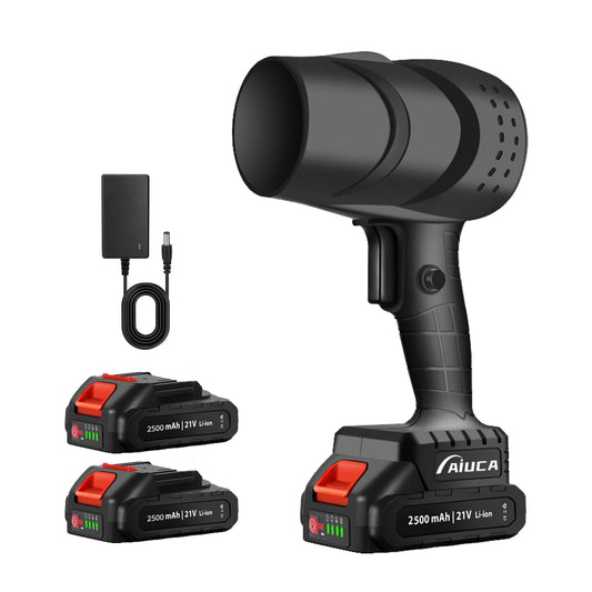 Cordless Leaf Blower, High-Speed Handheld Blower with 2×21V 2500mAh Batteries, 250000 RPM & 130MPH Turbo Airflow, Lightweight & Portable for Patio, Lawn, Car, Camping