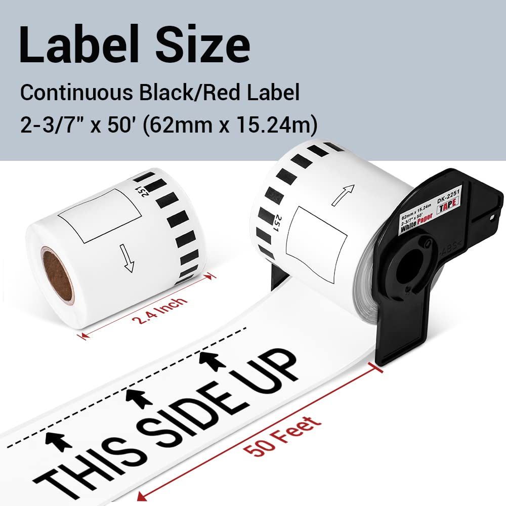 DK-2251 Compatible Brother DK2251 Labels Black/Red Label on White Paper