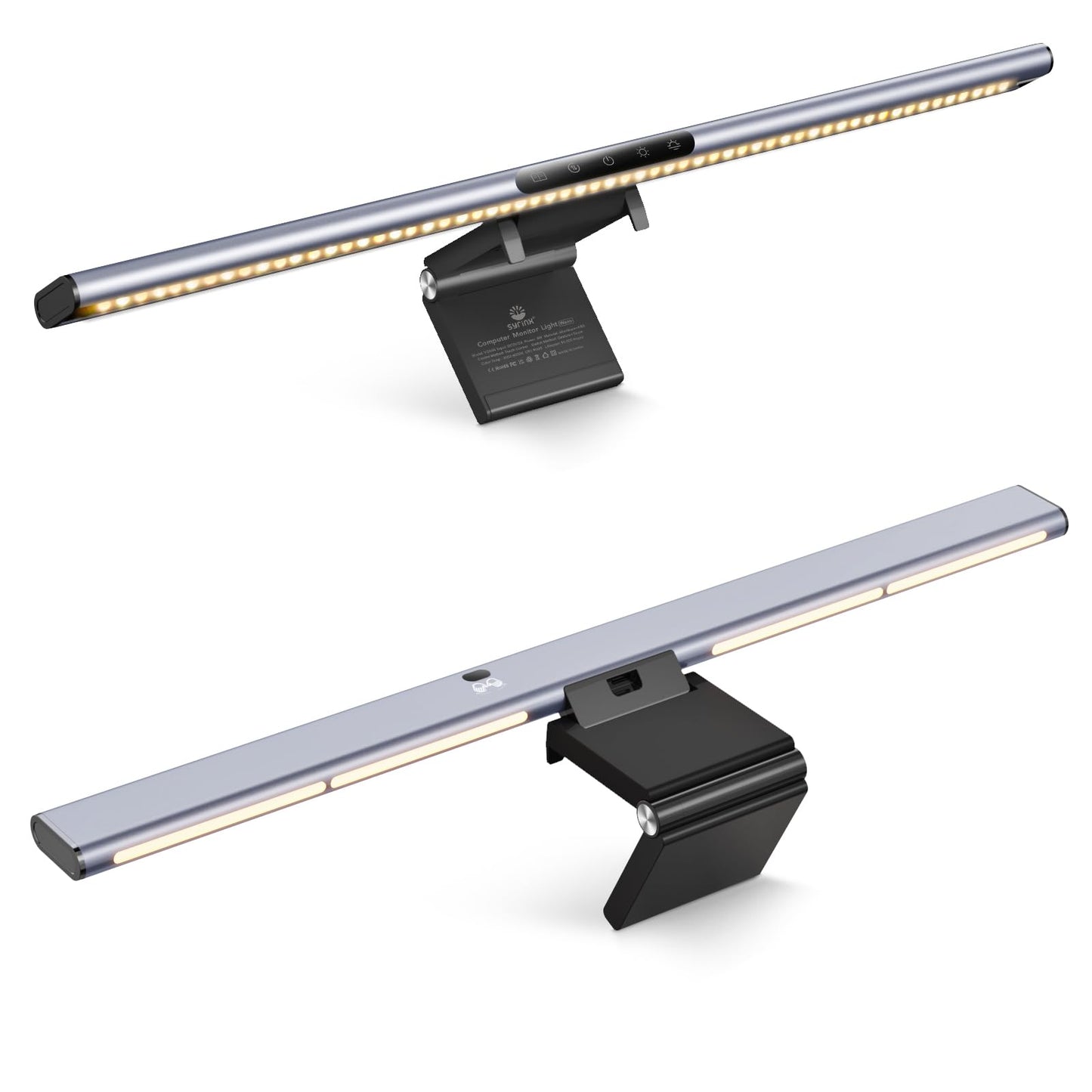 Syrinx 16.7" Computer Monitor Light Bar with Ambient Backlight, USB Reading LED Lamp, Screen Monitor Lamp, Touch + Gesture Control, Dimmable Desk Light, Eye-Caring, No Screen Glare for (Basic)