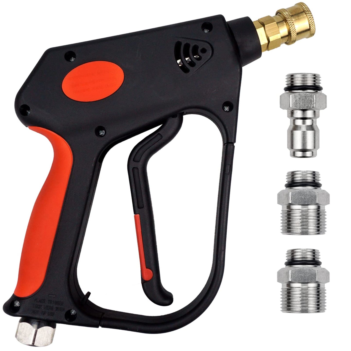 DERASL Pressure Washer Gun with Swivel 5000PSI, High Pressure Spray Gun with 1/4" Quick Connector, 3/8'' Quick Coupling, 12GPM, M22-14mm and M22-15mm Couplings for Cleaning a Wide Range of Scenarios