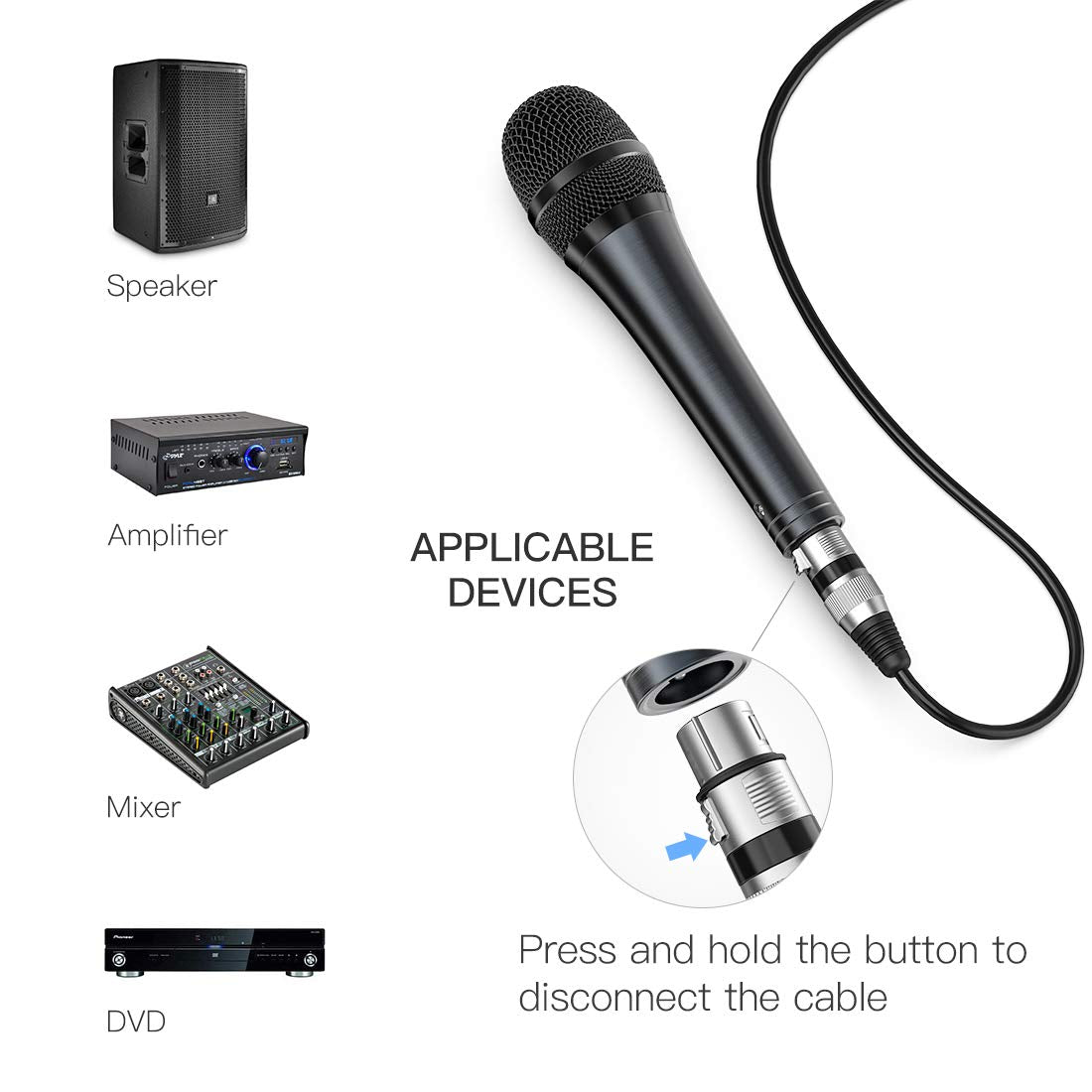 Fifine Handheld Karaoke Microphone for Singing, Wired Dynamic Mic with 4.5m Detachable XLR Cable for Vocal, Speaker with On/Off Switch, Compatible with Karaoke Machine-K6
