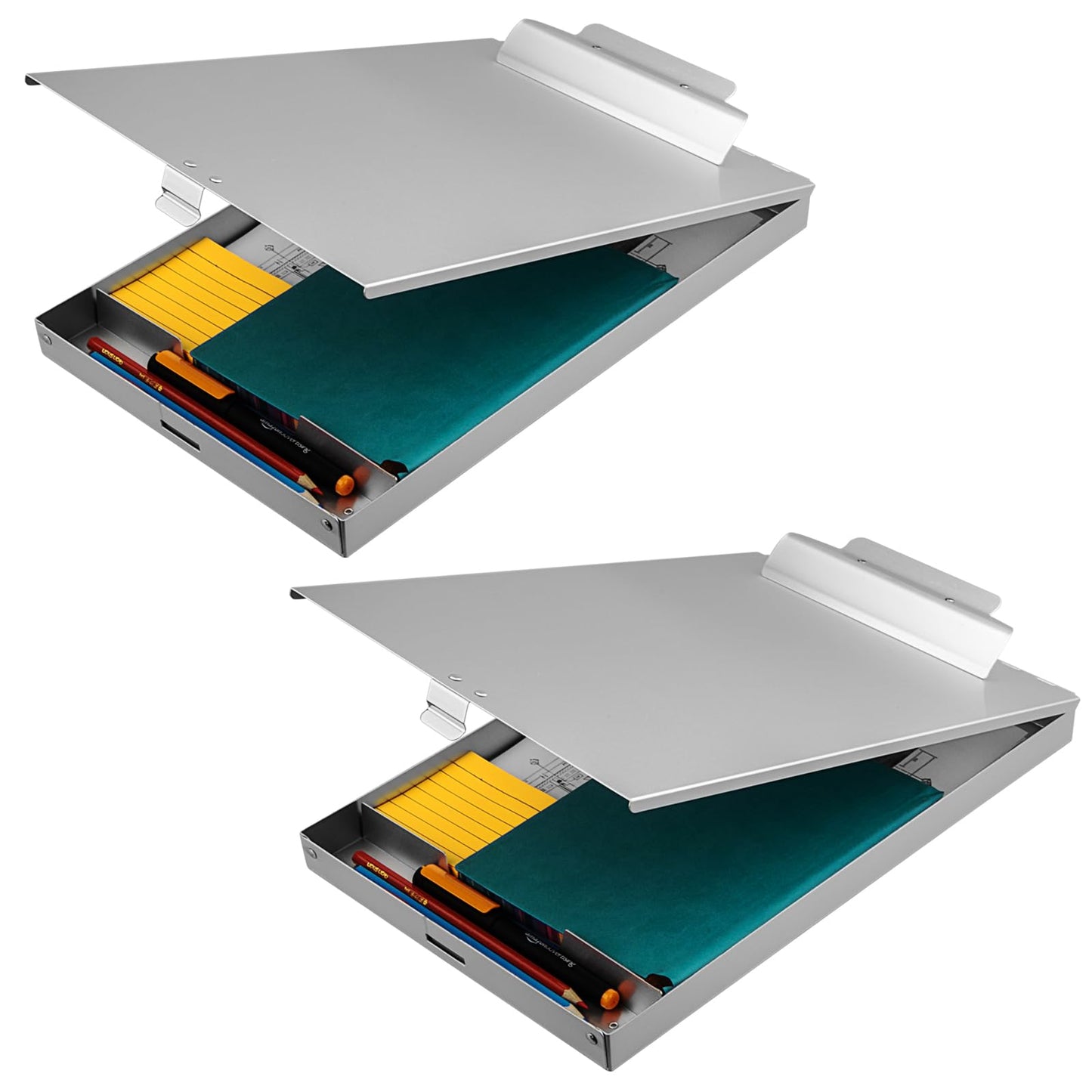 ZCZN Aluminum Clipboard with Storage, 2 Pack Recycled Metal Clipboard Box, Form Holder, Suitable for School, Office, Jobsite or Medical Staff, 9.25 x 13.78 Inches, Silver