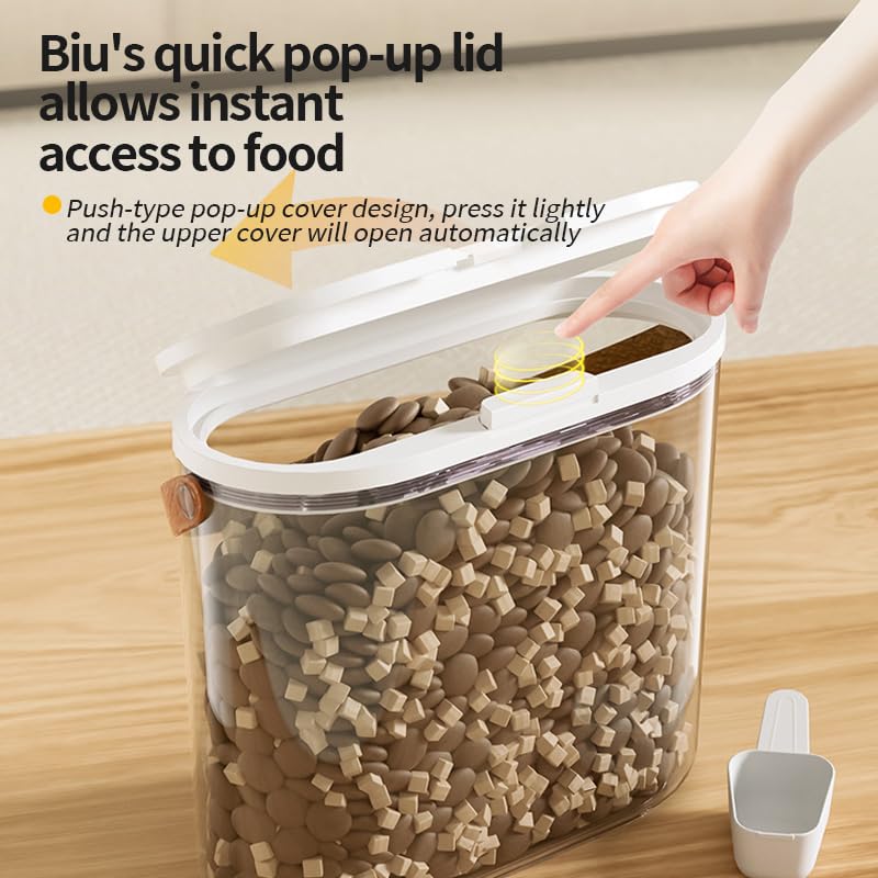EPWIOR Pet Food Storage Container with Scoop, Flip-up Lid Airtight Container Transparent Dog Food Storage with for Cat & Cat Food Air Tight Food Container (6L)