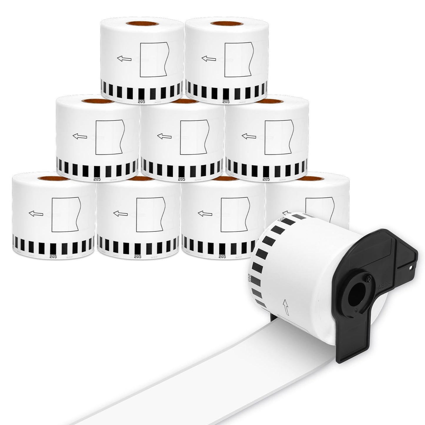 10 Rolls DK-2205 62mm x 30.48m (2-3/7" x 100') Continuous Length White Paper Label Tape Roll Compatible with Brother QL-600 800 810w Thermal Printers, 1 Frame