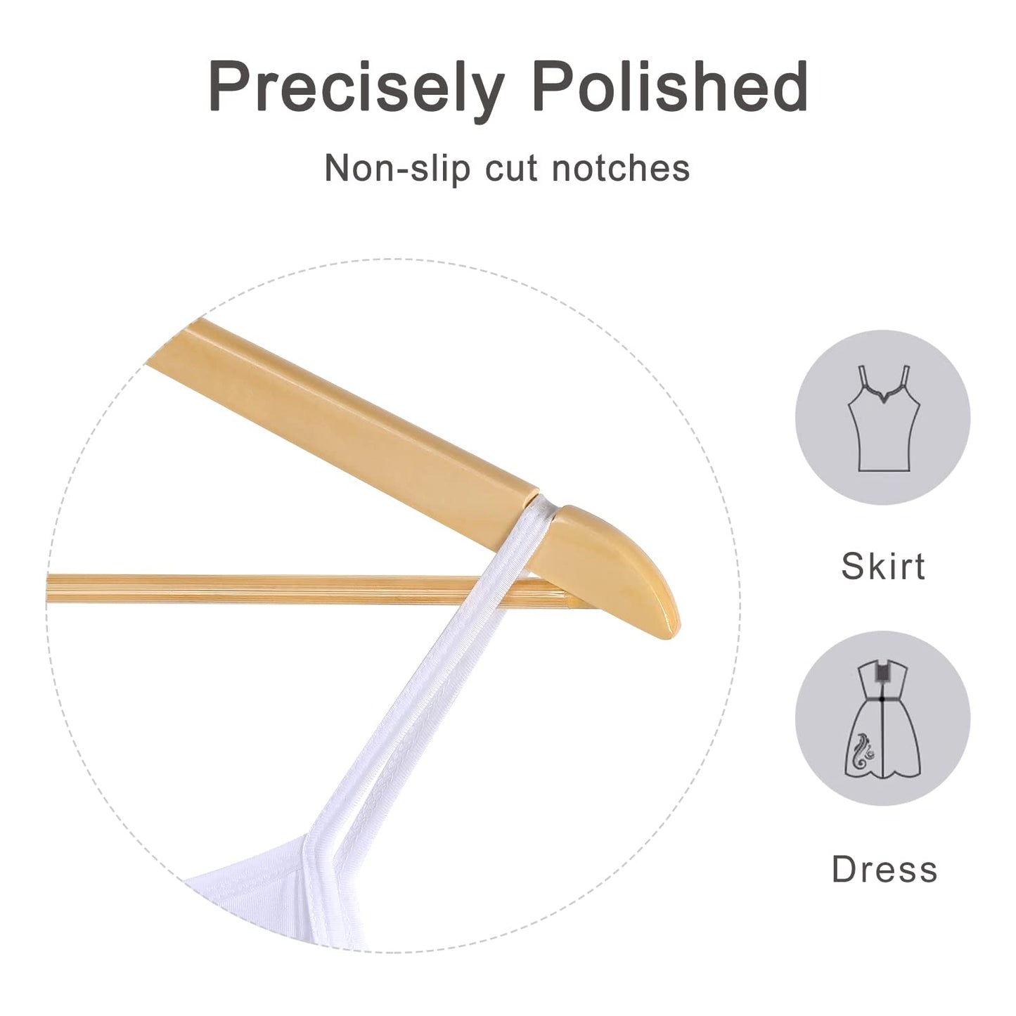 TOPIA HANGER Wooden Hangers (30 Pack), Natural Wooden Coat Hangers with Non Slip Pants Bar, 360°Swivel Hook and Shoulder Notches for Suit, Jacket, Pants, Smooth Finish Clothes Hangers - CT34N30