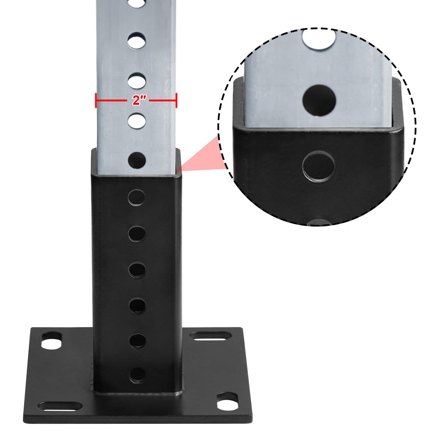eoere Black Square Sign Post Anchor Base Fits 2" x 2" Sign Post, Surface Mount, 1 Pack