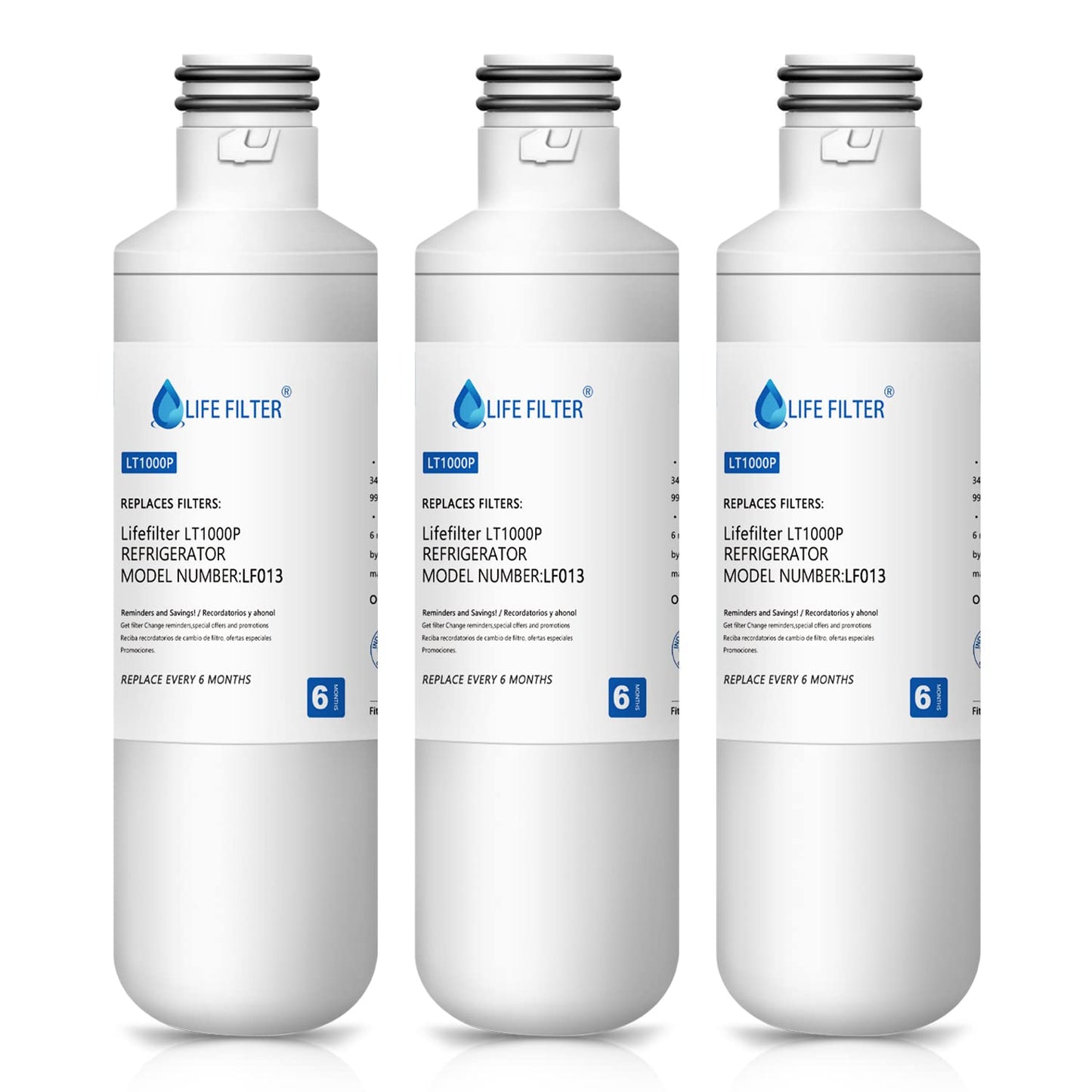 Lifefilter 3 Pack Refrigerator Water Filter LT1000P, ADQ747935, MDJ64844601, Kenmore 469980, 9980, LMXS28626S, LFXS26973S, LMXC23796S, LFXS26973D, ADQ74793501, ADQ74793502